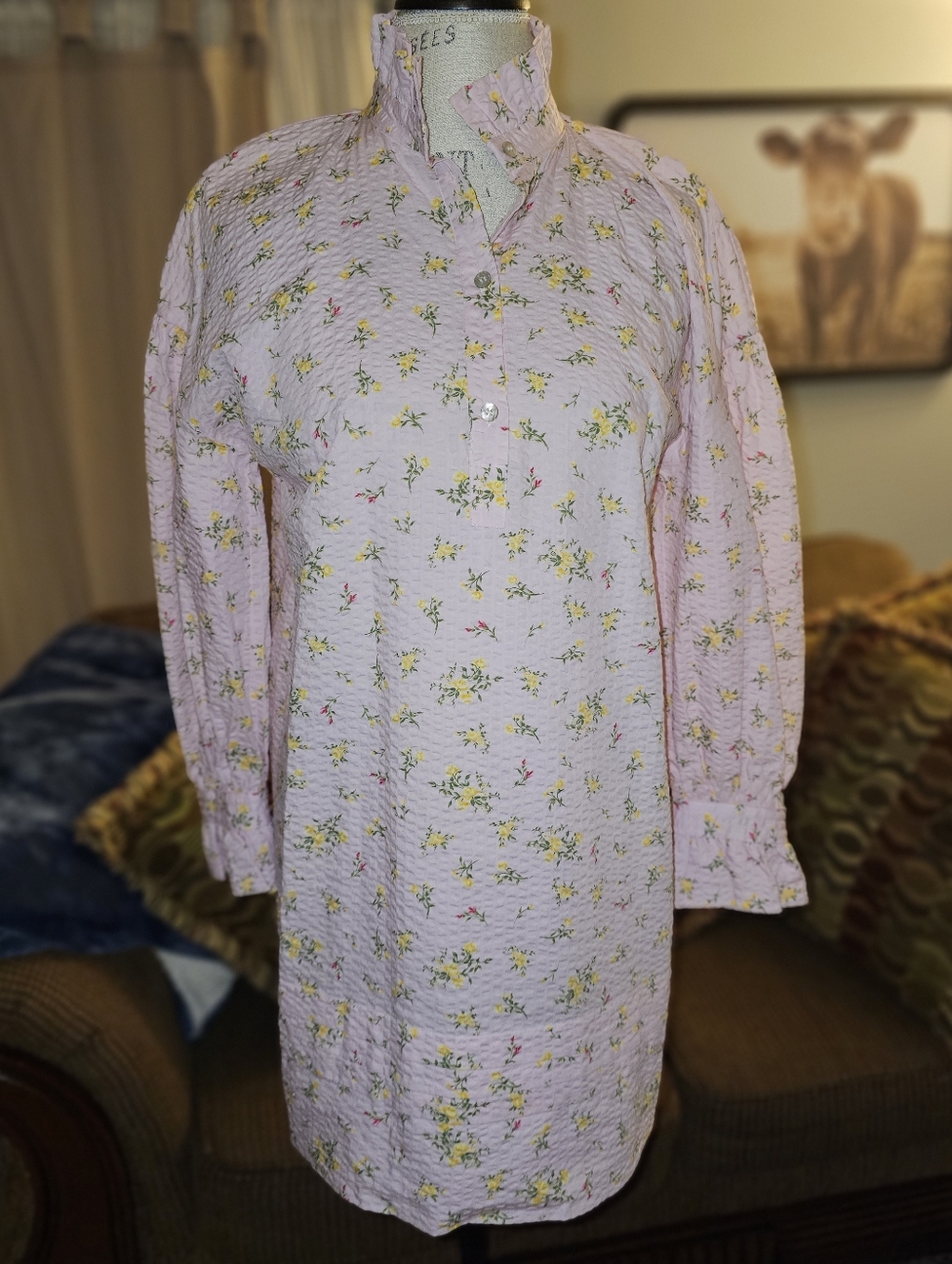 Zara Pink Floral Mini Dress with Yellow & Green Accents